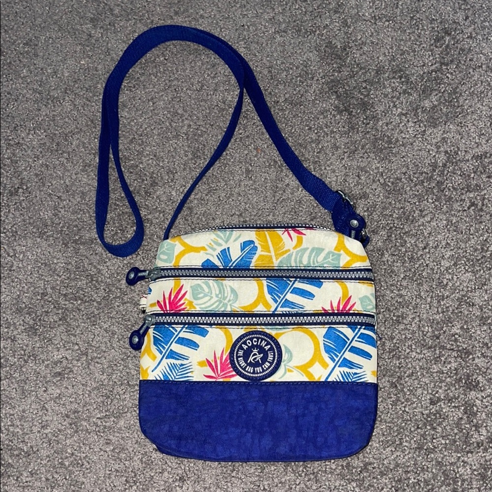 Tropical Print Multicolor Multi Compartment  Crossbody Bag